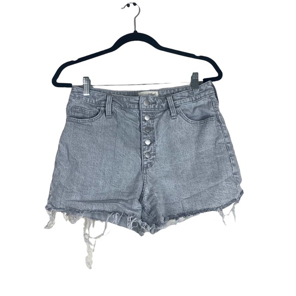 Target vintage midi exposed button raw hem shorts sz 8 - Picture 1 of 4